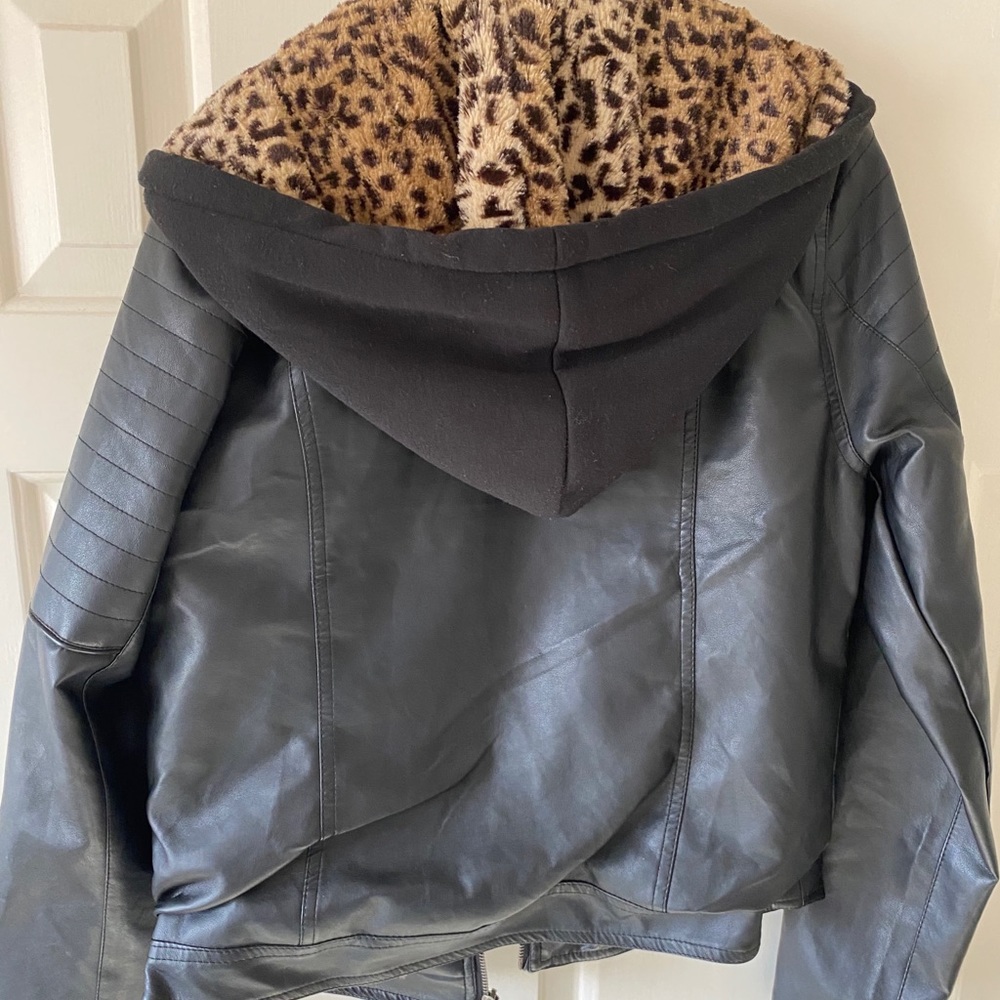 Black pleather jacket with tiger print